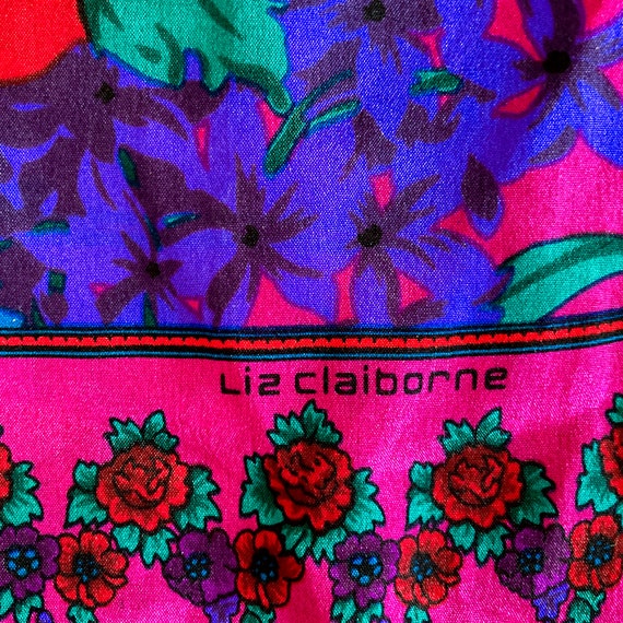 80s/90s Liz Claiborne Silk Rose Floral Magenta Ge… - image 10