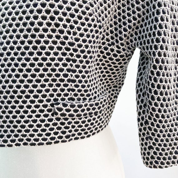 50s Black and White Honeycomb Cropped Jacket | Sm… - image 7