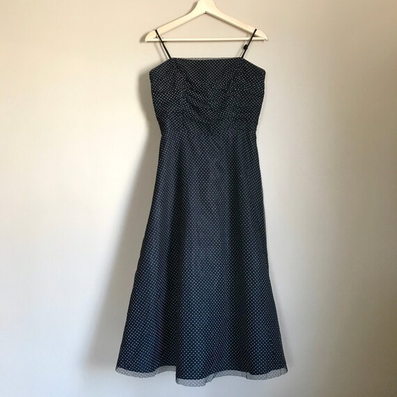 90s Polka Dot Party DressBlack /& WhiteLayeredSpaghetti Straps10
