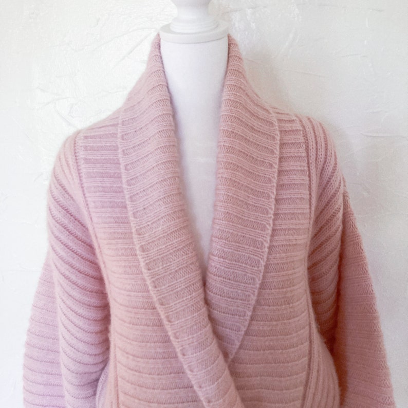 80s Chunky Light Pink Wrap Double Breasted Sweater Large/2X image 3