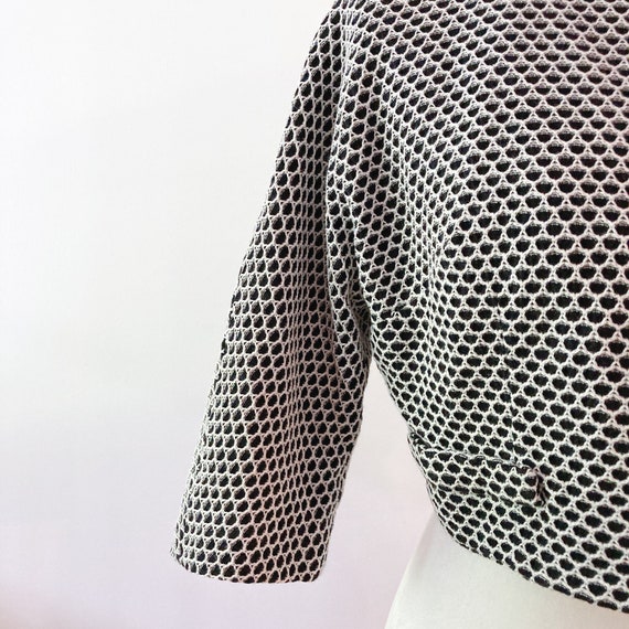 50s Black and White Honeycomb Cropped Jacket | Sm… - image 5