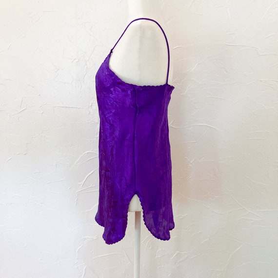 70s/80s Purple Floral Jacquard Satin Slip Dress |… - image 3