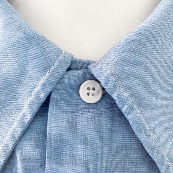 60s/70s Light Blue Chambray Collared Button Down … - image 10