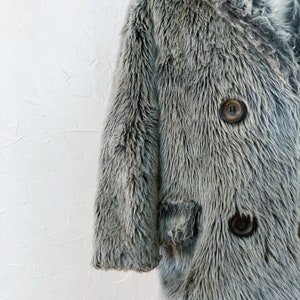 60s White Stag Silver Gray Shaggy Faux Fur Coat Large image 6