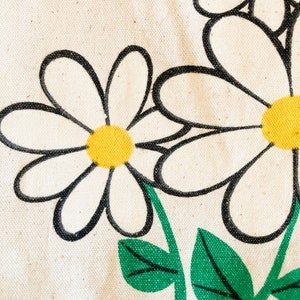 70s Daisy Print Flax Canvas Tote Bag image 9