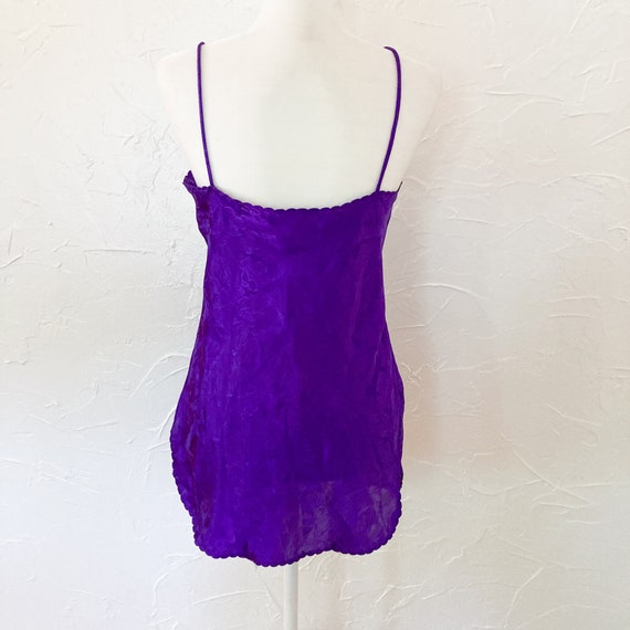 70s/80s Purple Floral Jacquard Satin Slip Dress |… - image 2