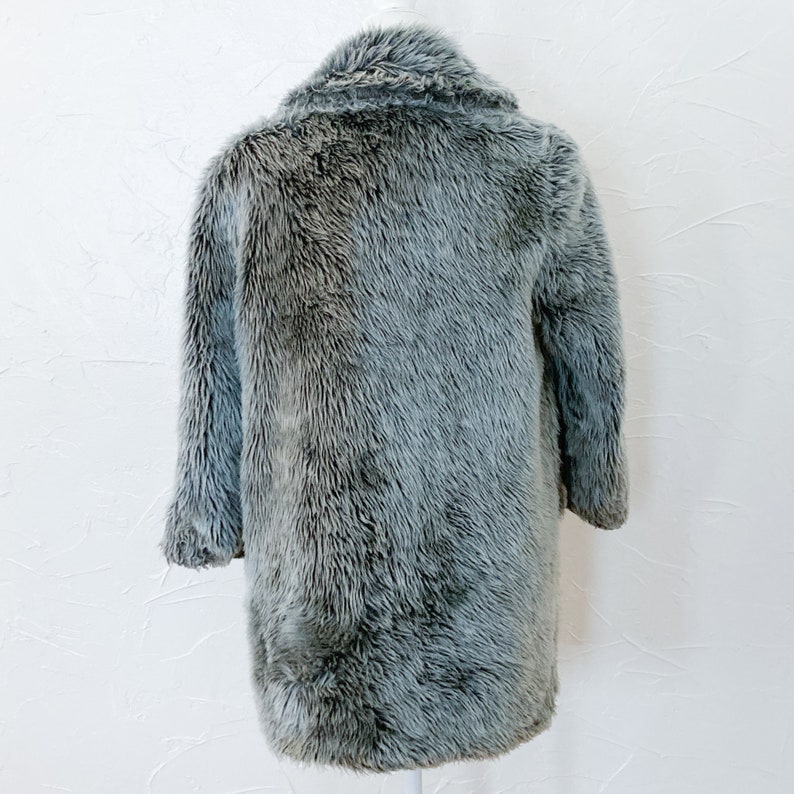 60s White Stag Silver Gray Shaggy Faux Fur Coat Large image 2
