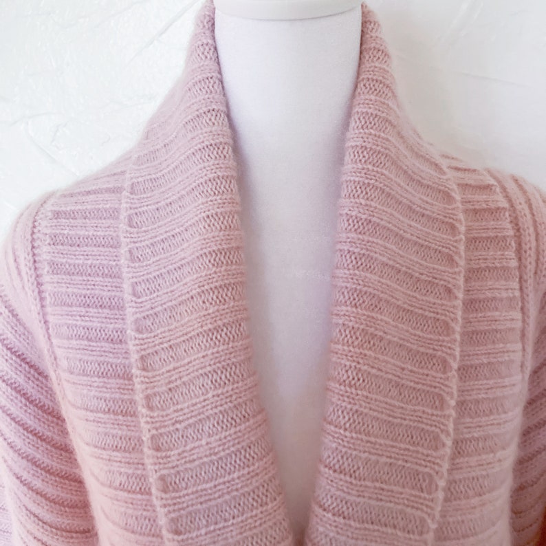 80s Chunky Light Pink Wrap Double Breasted Sweater Large/2X image 4