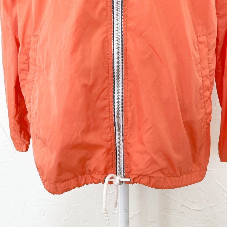 Y2k Orange Two Toned Windbreaker Jacket White Zipper Small/Medium image 8