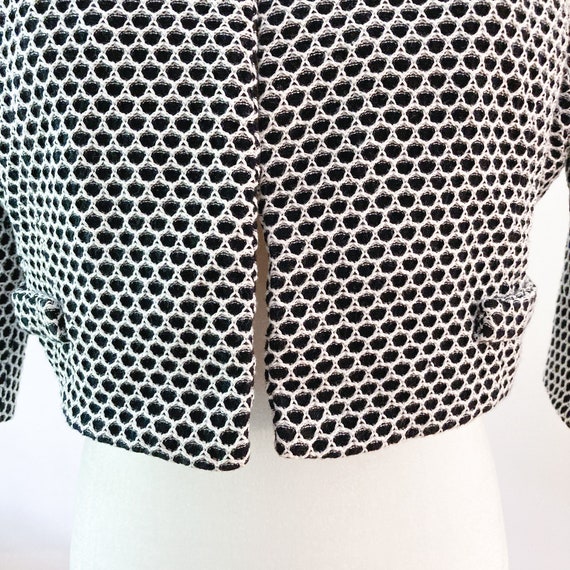 50s Black and White Honeycomb Cropped Jacket | Sm… - image 6