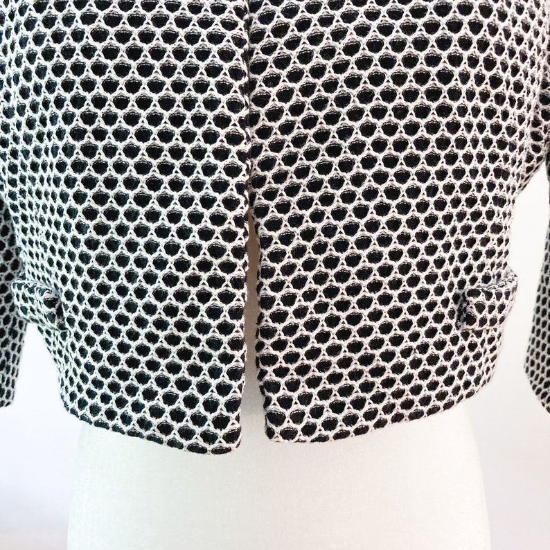 50s Black and White Honeycomb Cropped Jacket Small/Medium image 6