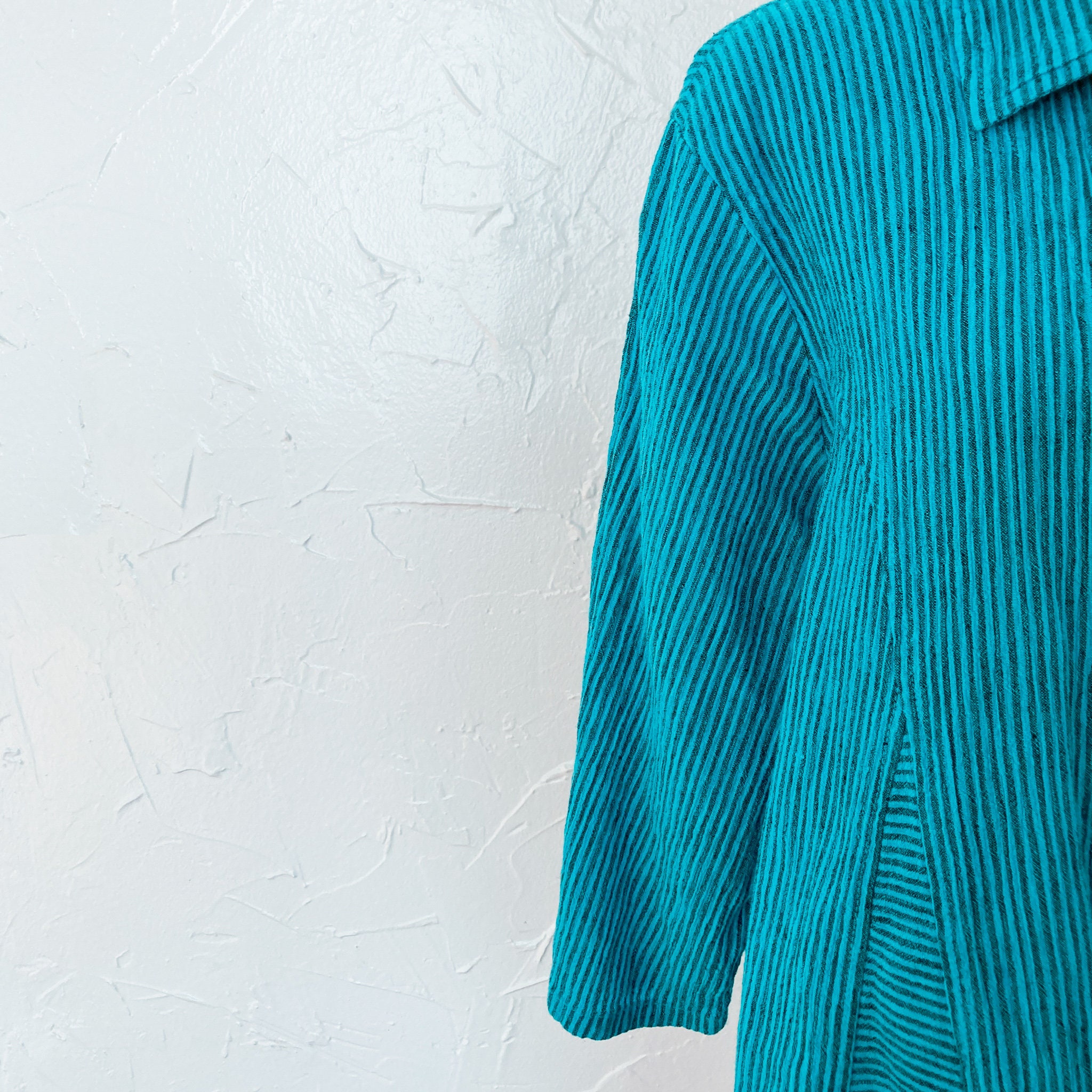 トップス 80s 90s EURO wide linen shirt turquoise 80s 90s EURO wide linen shirt turquoise