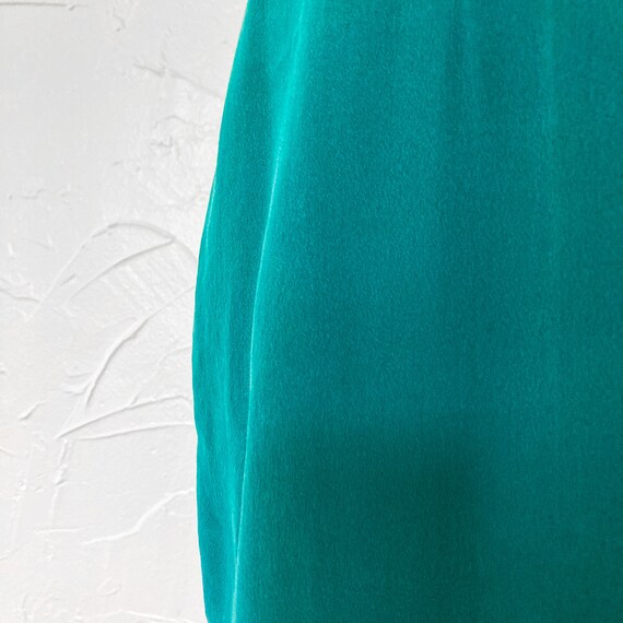 90s Turquoise Silk Sleeveless Minimal Shift Dress… - image 8