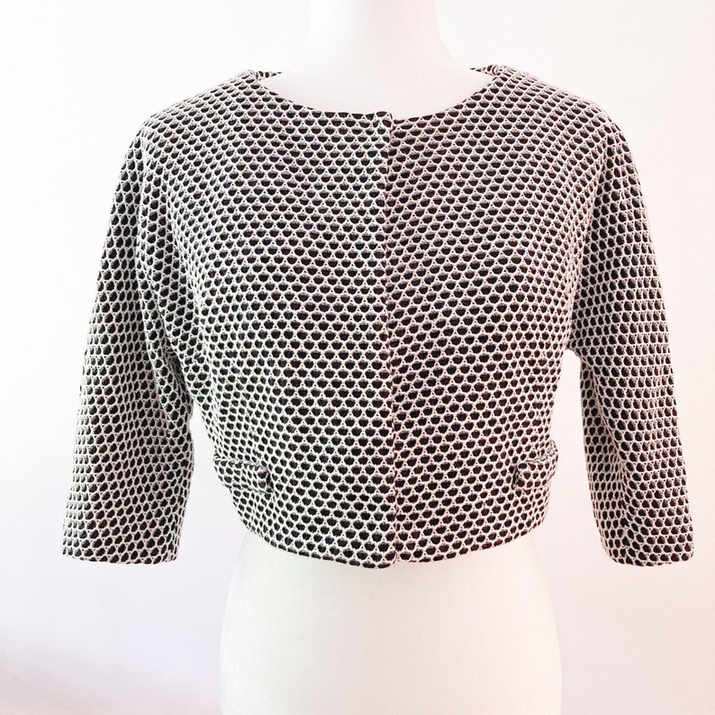 50s Black and White Honeycomb Cropped Jacket Small/Medium image 1