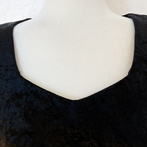 80s Black Crushed Velvet Skater Fit and Flare Dress Small/Medium image 6
