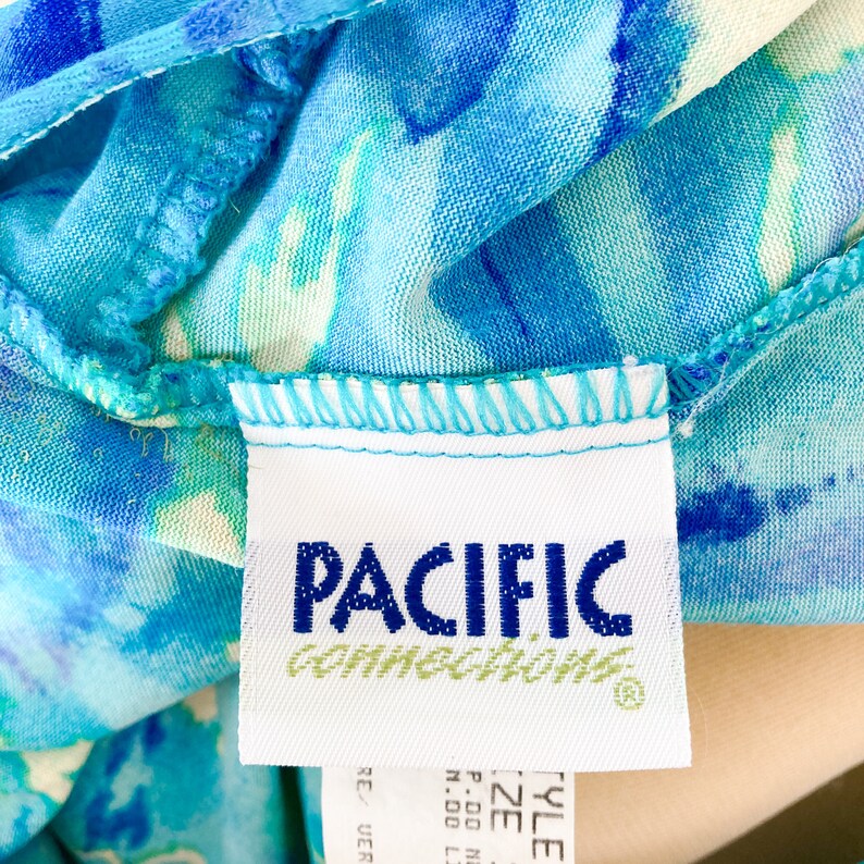 80s Green Blue Turquoise Swirl Tie Dye One Piece High Cut Swimsuit Medium/Large image 10