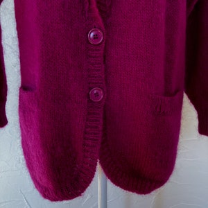 80s Perry Ellis Fuchsia Mohair Cardigan Sweater Medium/Large/Extra Large image 6