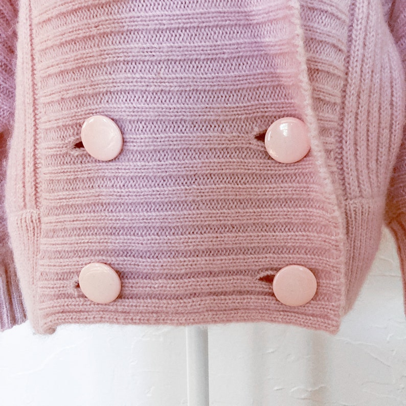 80s Chunky Light Pink Wrap Double Breasted Sweater Large/2X image 8
