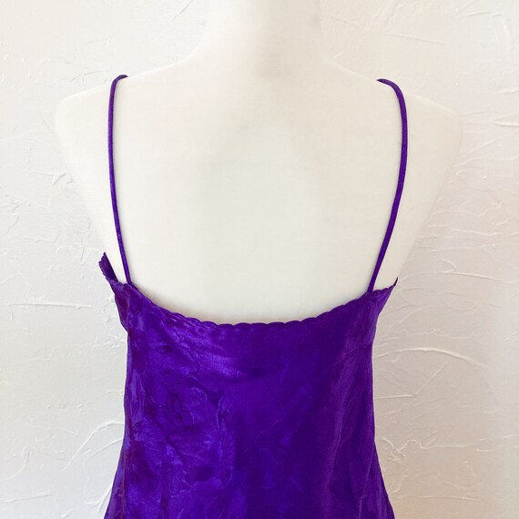 70s/80s Purple Floral Jacquard Satin Slip Dress |… - image 8