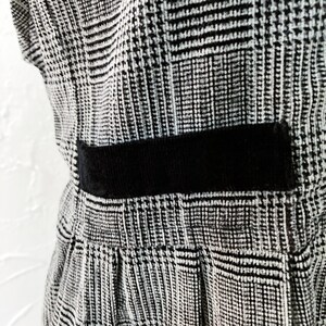 80s/90s Deadstock Gray Plaid Corduroy Black Collared Pinafore Midi Dress Medium/Large image 7