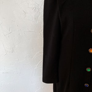 80s Multicolored Rainbow Glass Button Down Black Knit Midi Dress Medium/Large image 7