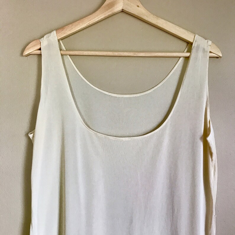 50s MediumLarge Cream Lingerie Slip Dress with Lace and Pleated Hem