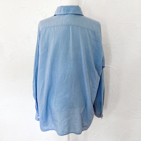 60s/70s Light Blue Chambray Collared Button Down … - image 2