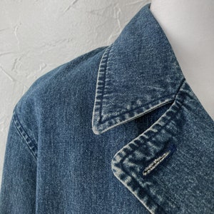 80s Double Breasted Denim Coat with Black Nautical Anchor Buttons Large/Extra Large image 4