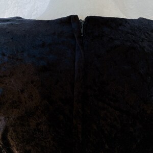 80s Black Crushed Velvet Skater Fit and Flare Dress Small/Medium image 9