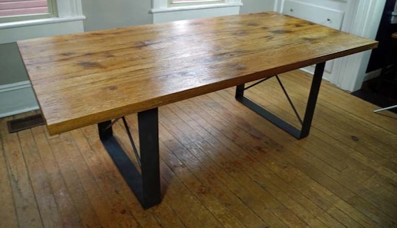 Rustic Oak Harvest Dining Room Table Handmade