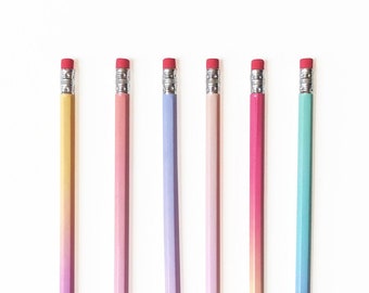 Gradient Wood Pencils | Set of 6 Colorful Writing Pencils