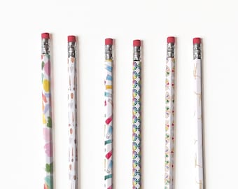 Art Theme Pencil Set | Colorful Patterned HB Pencils, Set of 6