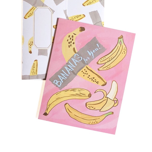 Liebe & Freundschaft Grußkarte | Bananen für Sie |  Banane Tape Kunstkarte | Bananen mit Tape Pattern Umschlag