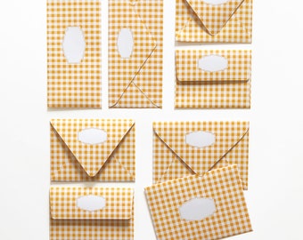 Gelber Vichykaro | Briefumschläge & Einlagen | 10 in jeder Packung | Die Größen sind in A2, A6, A7 und #10 gemusterten Briefumschlägen | Euro und quadratische Klappe im Stil