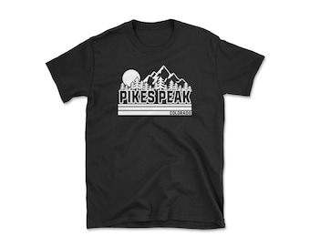 Pikes Peak Colorado T-Shirt | Vintage Mountain TShirt, Hiking, Camping, Outdoor Adventures | CO Mtn Lover Apparel | Men, Women + Couples