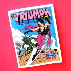 Triumph Super Figures mini comic zine homage and tribute to vintage 1980s mini comix that came in superhero action figure toys image 1