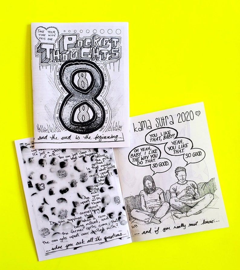 Pocket Thoughts 1-10 Zine Collection Bundle Pack featuring art, prose, comics, poetry, humor, photography, rants, and more Pocket Thoughts #8
