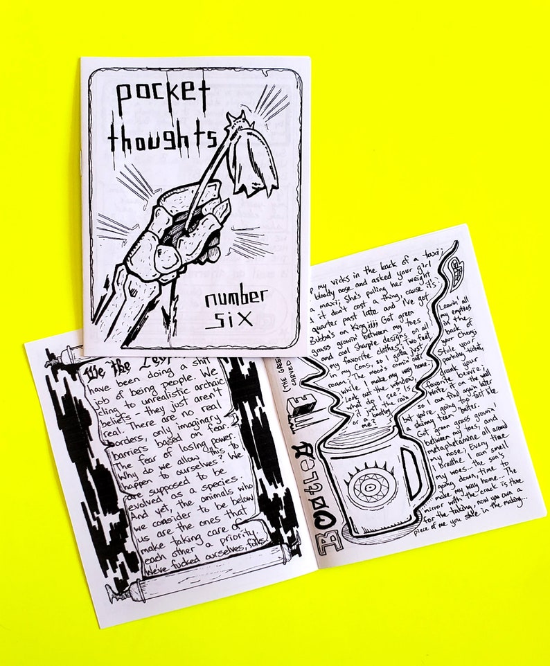 Pocket Thoughts 1-10 Zine Collection Bundle Pack featuring art, prose, comics, poetry, humor, photography, rants, and more Pocket Thoughts #6