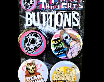 Badges Pocket Thoughts : badges Zine Art - Lot de 4