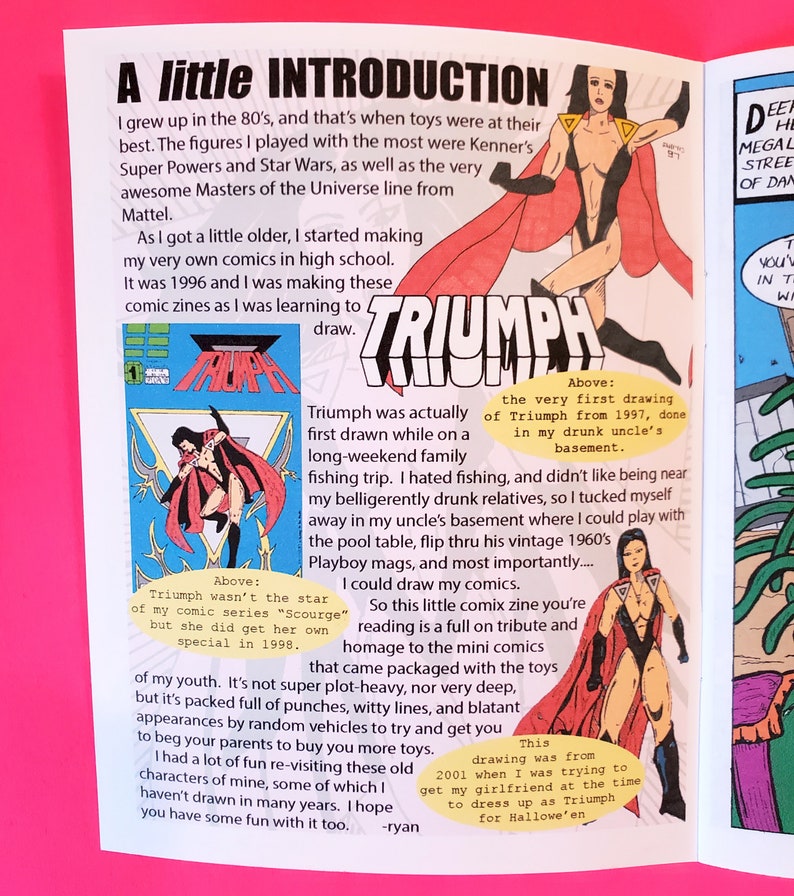 Triumph Super Figures mini comic zine homage and tribute to vintage 1980s mini comix that came in superhero action figure toys image 5
