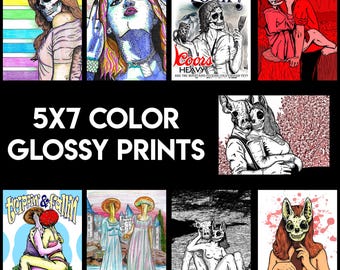 Glossy Zine Art Prints: Bizarre Illustrations & Collages (5x7in