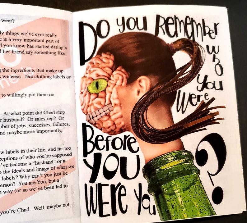 Pocket Thoughts 28 a zine all about exploring identity thru art, writing, comix, collage, rants, and photography. Who are you, really image 3