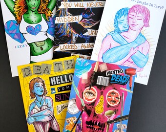 Glossy Art Prints - your favorite bizarre Pocket Thoughts zine art, illustrations, and collages; glossy photo prints great for framing (4x6)