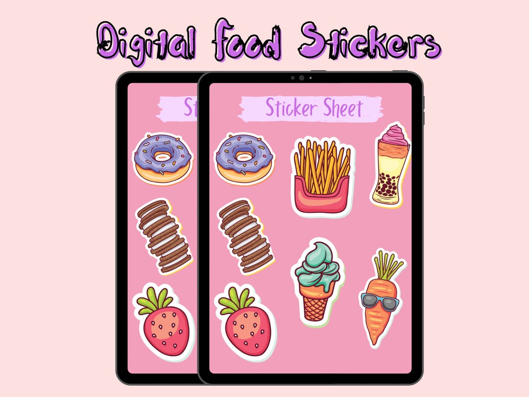 Cute Digital Food Stickers, Digital Stickers for Goodnotes, INSTANT ...