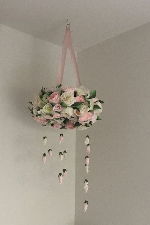 crepe paper flower chandelier mobile etsy paper flower mobiles