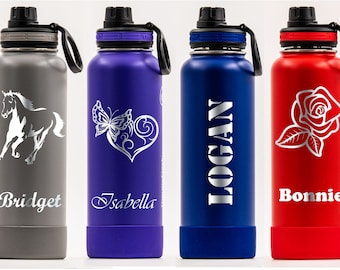 40oz Personalized Laser Engraved Sport Water Bottle Thermoflask Stainless Stee, FREE SHIPPING