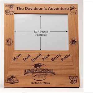 Personalized Picture Frame, Universal Studios Hollywood Orlando Florida, 4x6 and 5x7, Extra large laser engraved area, Free Shipping