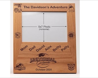 Personalized Picture Frame, Universal Studios Hollywood Orlando Florida, 4x6 and 5x7, Extra large laser engraved area, Free Shipping