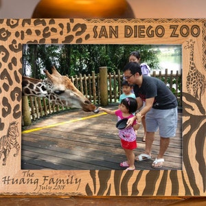 Personalized Picture Frame, for 5x7 Photo, Zoo Visit, Vacation, Custom Gift, Laser Engraved, FAST AND FREE Shipping