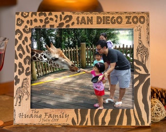 Personalized Picture Frame, for 5x7 Photo, Zoo Visit, Vacation, Custom Gift, Laser Engraved, FAST AND FREE Shipping